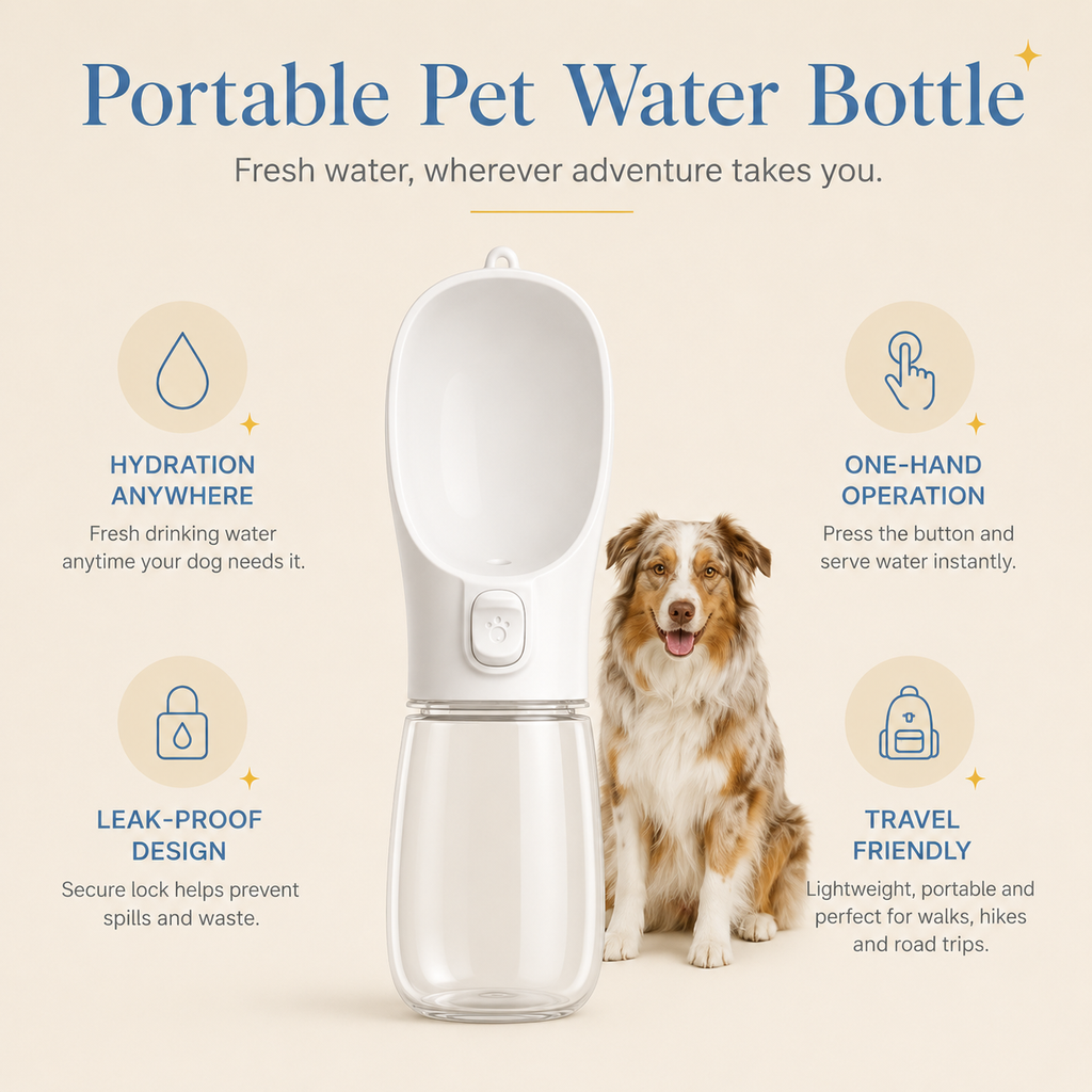 Portable Pet Water Bottle | Leak-Proof Travel Bottle & Bowl for Dogs On the Go