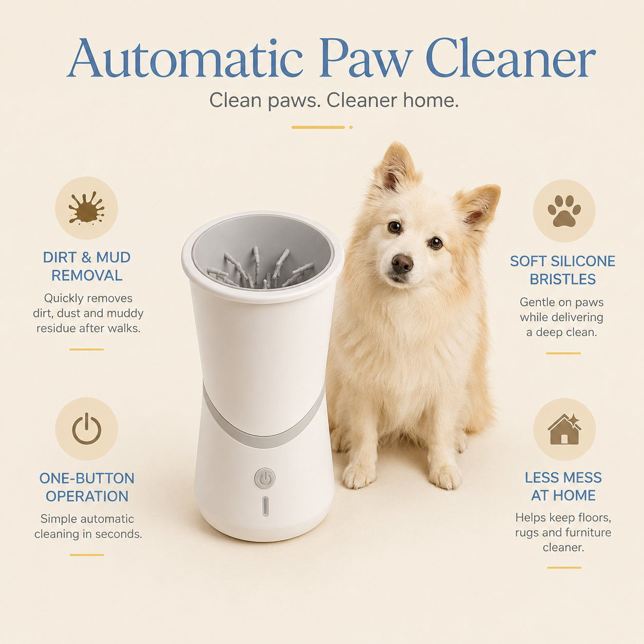 Electric Pet Paw Washer | Automatic Muddy-Paw Cleaner with Soft Silicone Bristles