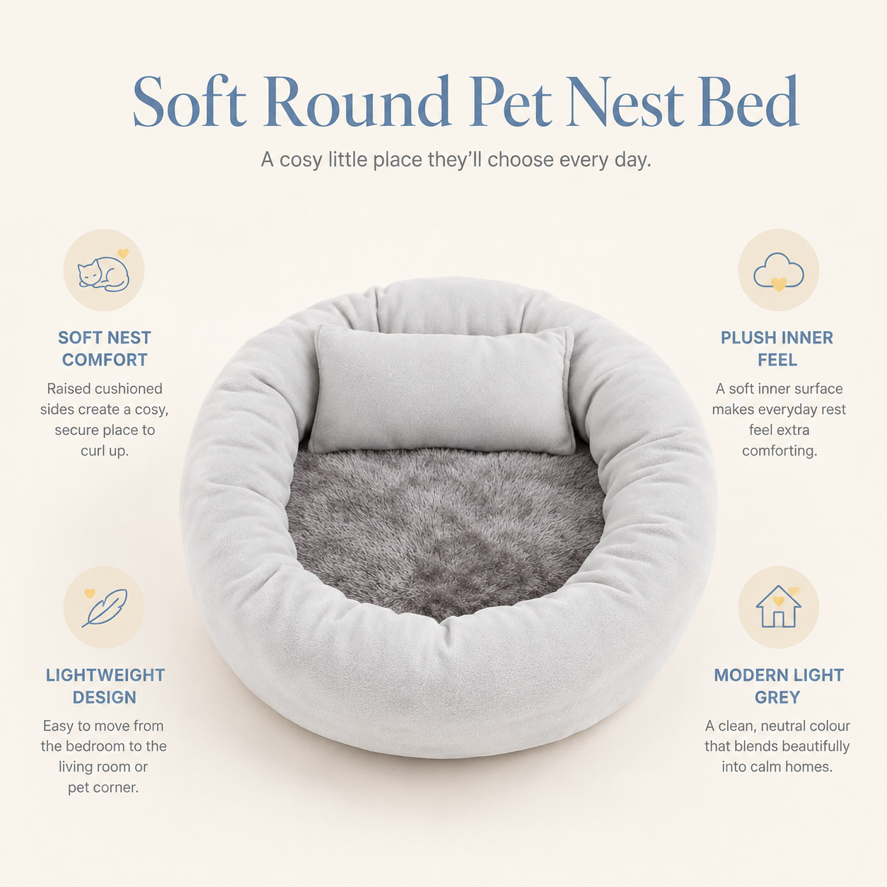 Soft Round Pet Nest Bed