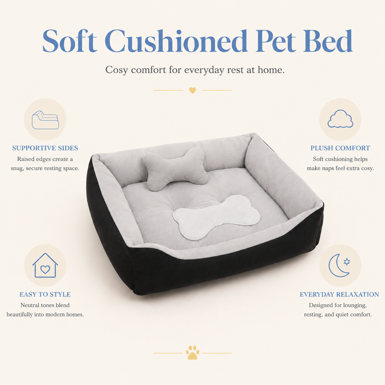 Soft Cushioned Pet Bed
